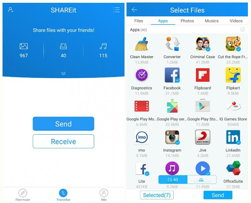 Podgląd przesłanych zdjęć iPhone'a na Androida Uing ShareIt