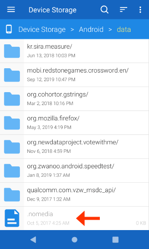 Usuń pliki .NOMEDIA za pomocą menedżera plików na Androidzie