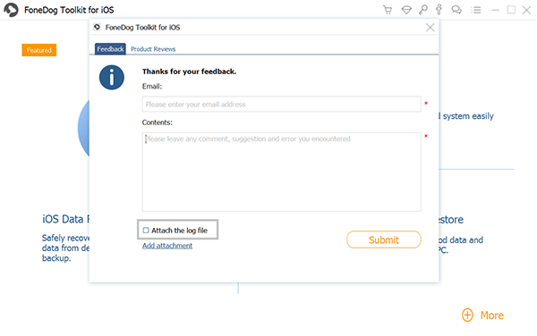 Fonedog Ios Data Recover Dołącz plik dziennika