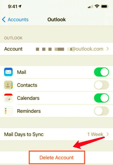 Usuń konto programu Outlook i skonfiguruj je ponownie, aby rozwiązać problem z programem Outlook, który nie działa na telefonie iPhone