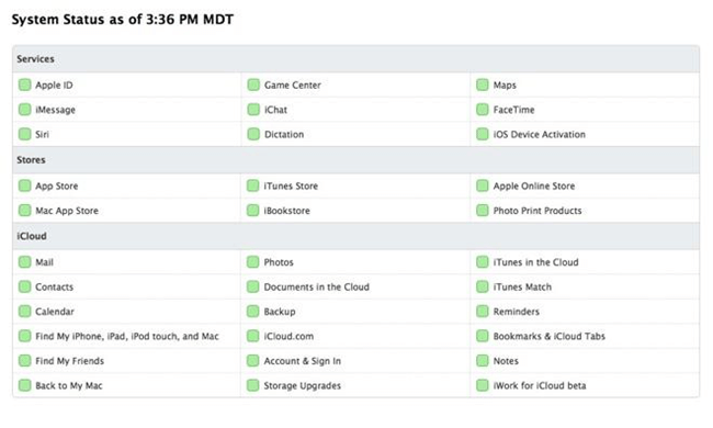 Sprawdź stronę stanu systemu iPhone