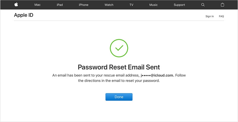 Uzyskaj e-mail dotyczący resetowania hasła, aby odpocząć Apple iTunes Password