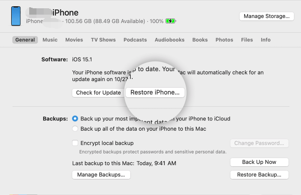 Usuwanie Cydii z iPhone'a przez iTunes