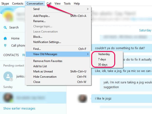 Zobacz stare wiadomości, aby odzyskać usuniętą historię czatów Skype