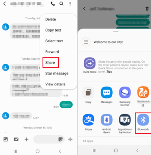 Użyj Bluetooth do przesyłania wiadomości tekstowych