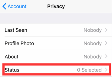 Sprawdź ustawienia prywatności WhatsApp, aby naprawić brak wyświetlania statusu WhatsApp