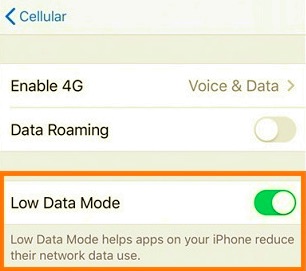 Wyłącz tryb niskiego poziomu danych iPhone'a, aby naprawić WhatsApp nie działa