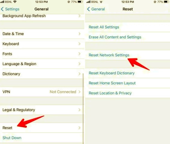 Zresetuj ustawienia sieciowe na iPhonie, aby naprawić niewidoczne kontakty WhatsApp