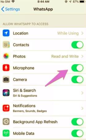 Zezwól na mikrofon iPhone'a, aby naprawić połączenie głosowe lub wideo WhatsApp bez dźwięku